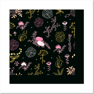 Elegance Seamless pattern with flowers Posters and Art